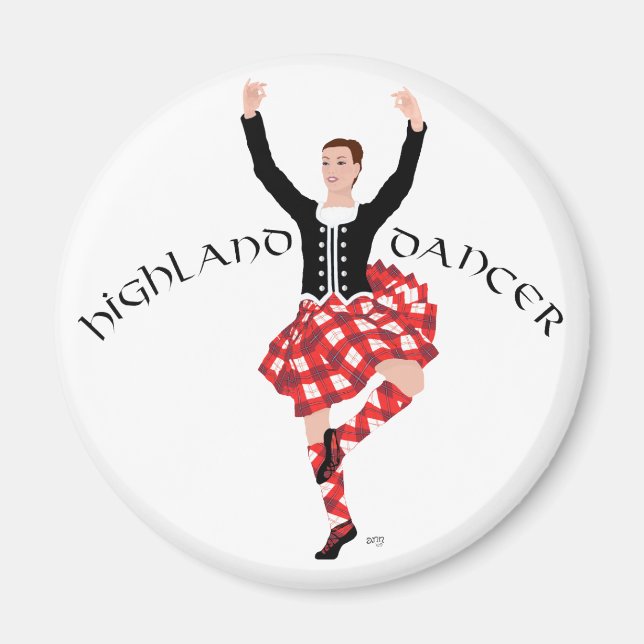 Scottish Highland Dancer Red and Black Magnet (Front)