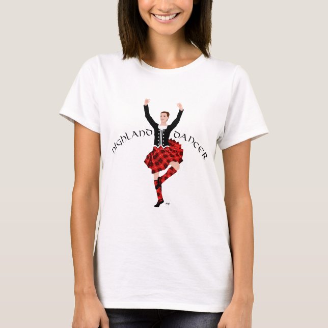 Scottish Highland Dancer Red and Black T-Shirt (Front)