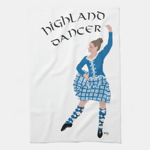 Scottish Highland Dancer - Teal Tea Towel
