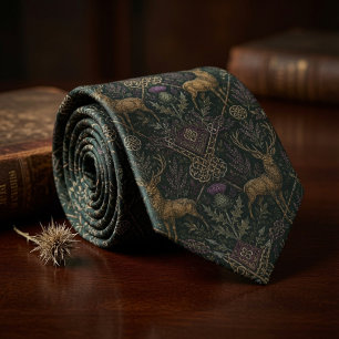 Scottish Highland Deer and Celtic Knot Tie