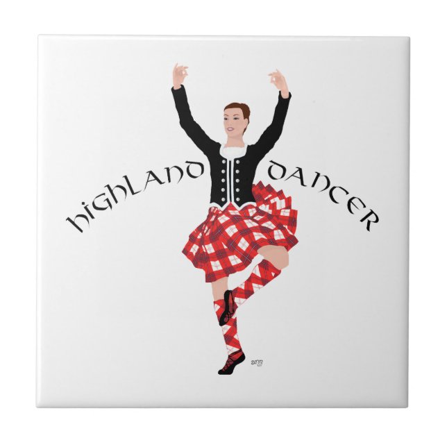 Scottish Highland Fling - Red Plaid Tile (Front)