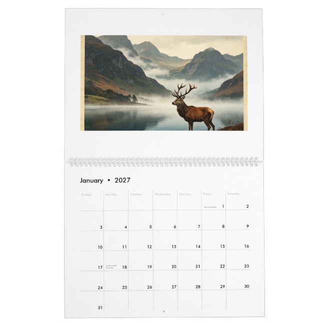 Scottish highlands calendar 2027 (Jan 2027)