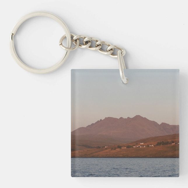 Scottish Highlands Cuillin Hills Red Sunset Skye Key Ring (Front)