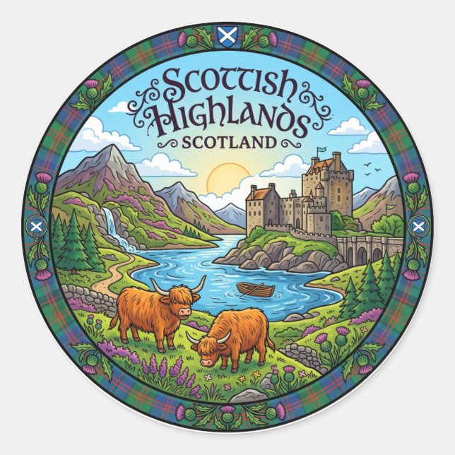 Scottish Highlands Scotland Classic Round Sticker (Front)