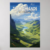 Scottish Highlands Scotland Travel Art Vintage