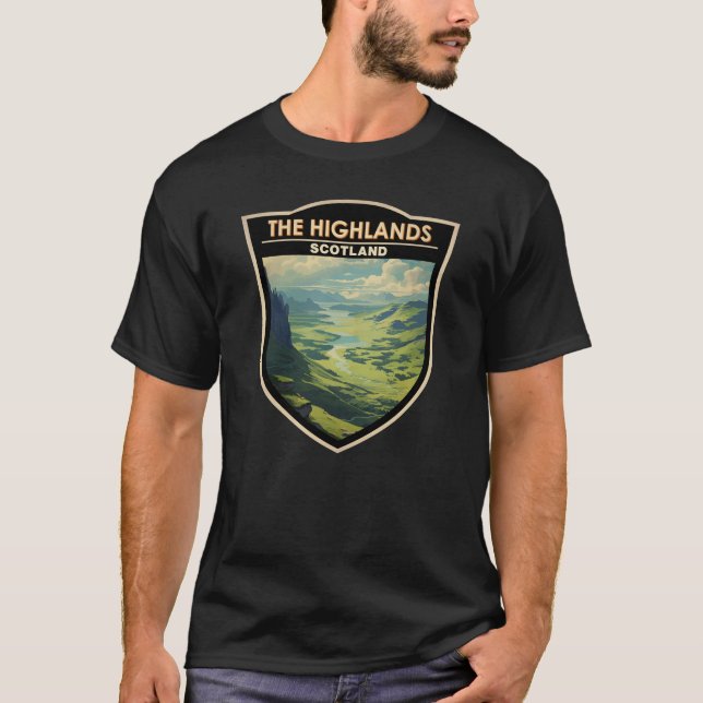 Scottish Highlands Scotland Travel Art Vintage T-Shirt (Front)