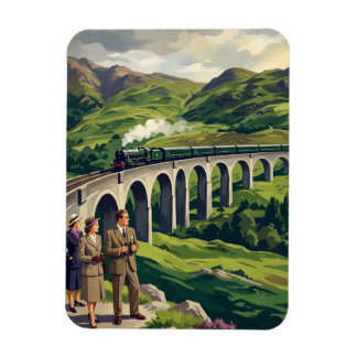 Scottish Highlands Vintage Travel Illustration Magnet