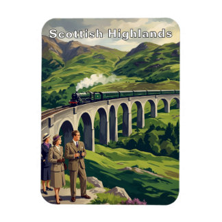 Scottish Highlands Vintage Travel Illustration Magnet
