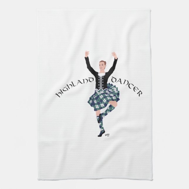 Scottish Higland Dancer - Fling Tea Towel (Vertical)