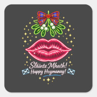 Scottish Hogmanay Mistletoe Neon Tartan Gift