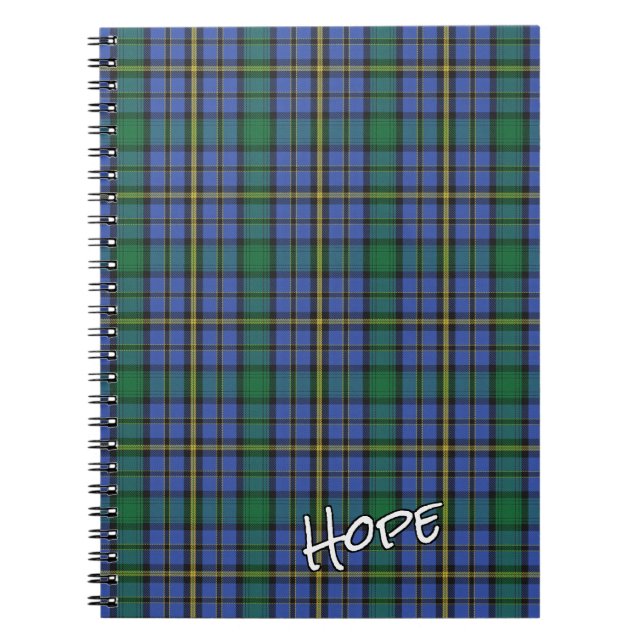 Scottish Honour Clan Hope Tartan Notebook (Front)