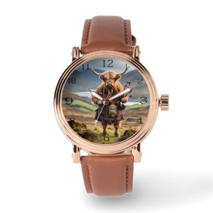 Scottish Humour: Highland Cow Bagpiper Watch