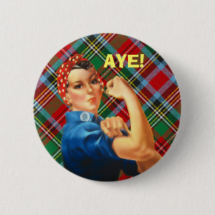 Scottish Independence Tartan Rosie Aye Badge