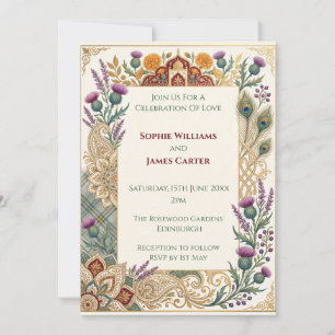 Scottish Indian Heritage Wedding Invitation   This