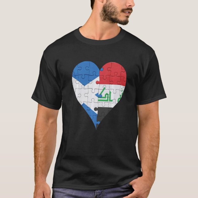 Scottish Iraqi Flag Heart T-Shirt (Front)