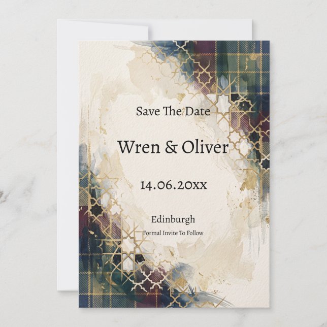 Scottish Italian Heritage Save the Date Card (Front)