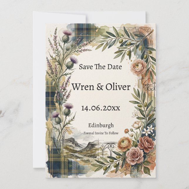 Scottish Italian Heritage Save the Date Card (Front)