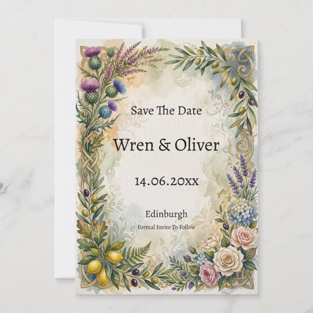 Scottish Italian Heritage Save the Date Card (Front)