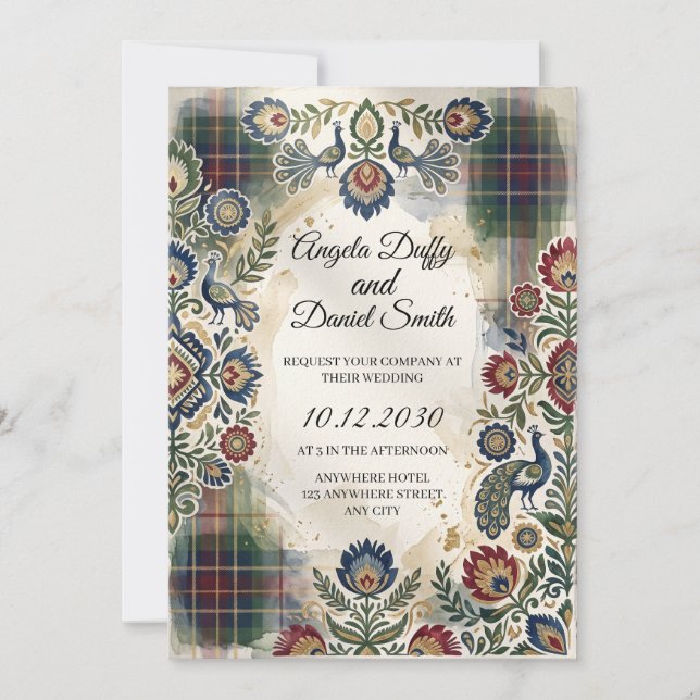 Scottish Italian Heritage Wedding Invitation (Front)