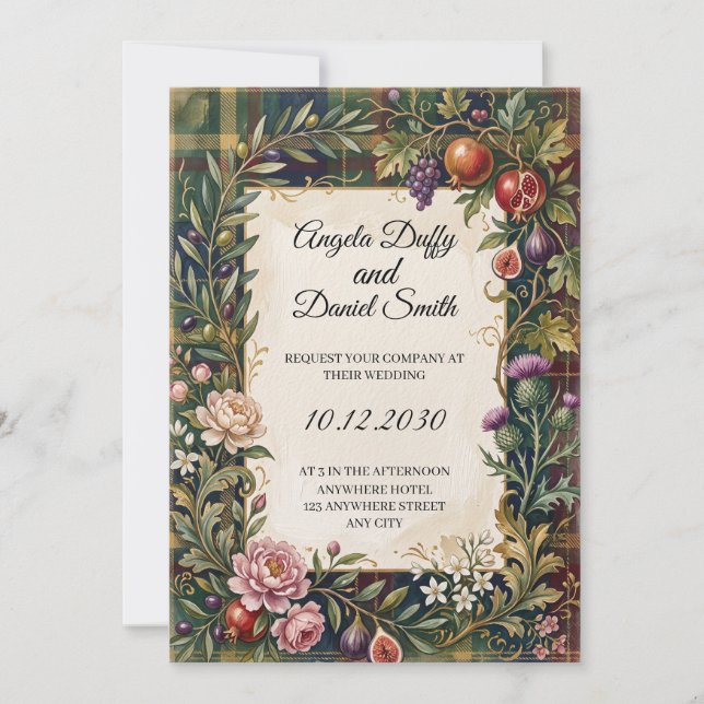 Scottish Italian Heritage Wedding Invitation (Front)