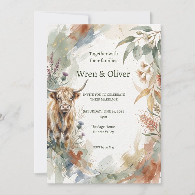 Scottish Italian Heritage Wedding Invitation (Front)