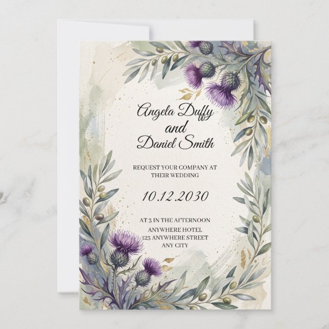Scottish Italian Heritage Wedding Invitation (Front)