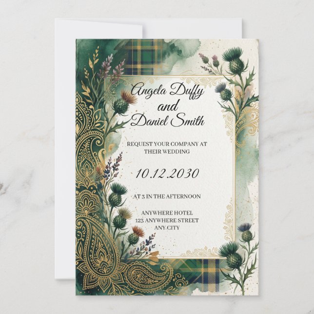 Scottish Italian Heritage Wedding Invitation (Front)