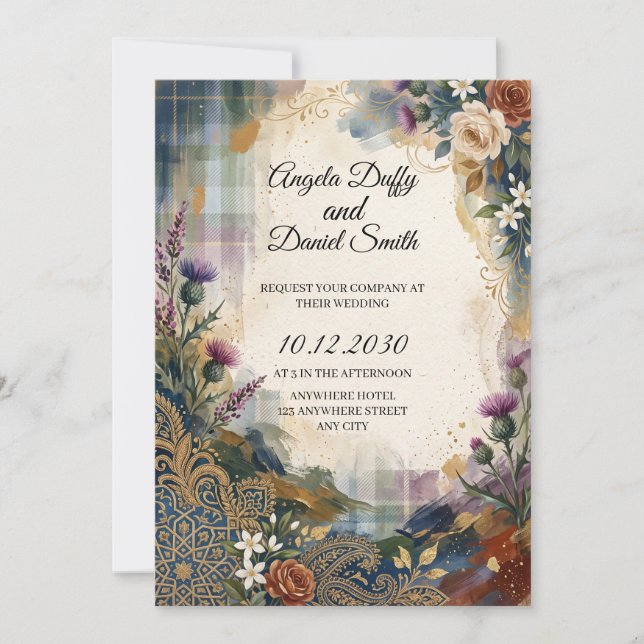 Scottish Italian Heritage Wedding Invitation (Front)