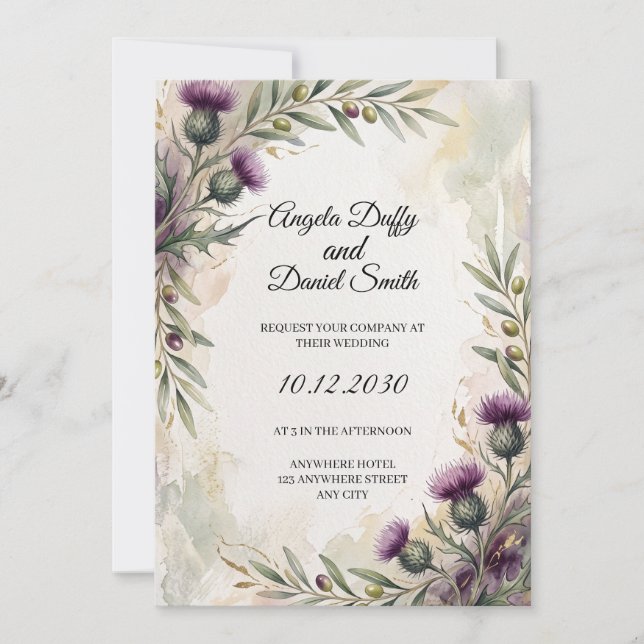 Scottish Italian Heritage Wedding Invitation (Front)