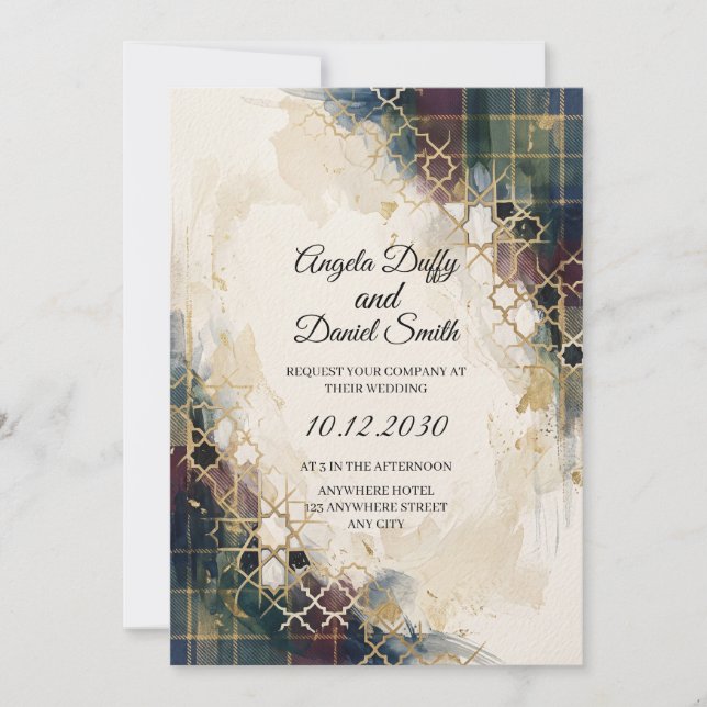 Scottish Italian Heritage Wedding Invitation (Front)