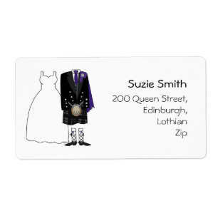 Scottish Kilt Purple Wedding Return Address Labels