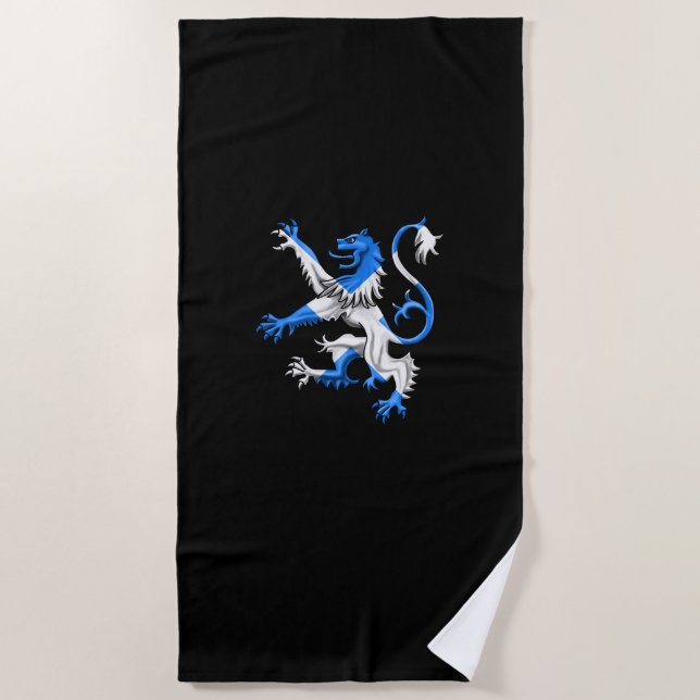Scottish Lion In St. Andrew’s Colors Beach Towel (Front)