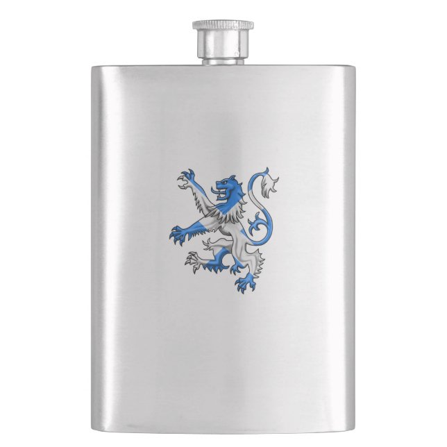 Scottish Lion In St. Andrew’s Colors Hip Flask (Front)