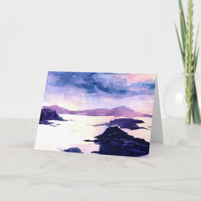Scottish Loch Watercolour Painting Greetings Card (Front)