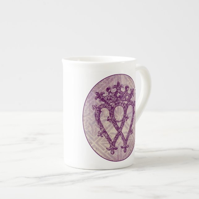 Scottish Luckenbooth Purple Celtic Knot Bone China Mug (Front Right)
