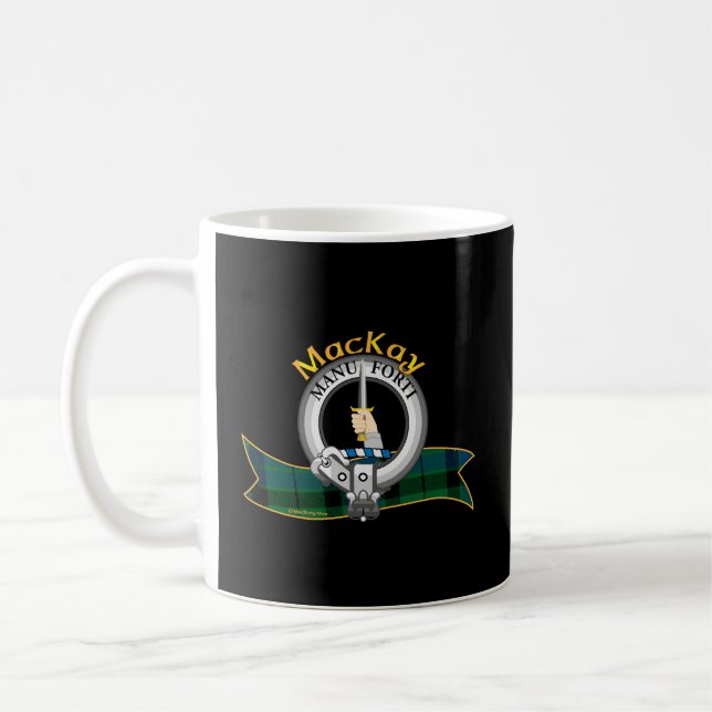 Scottish Mackay Clan Tartan Crest A Dagger Held Er Coffee Mug (Left)