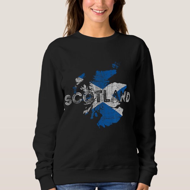 Scottish Map and Flag Souvenir - Distressed Scotla Sweatshirt (Front)