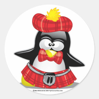 Scottish Penguin Red Classic Round Sticker