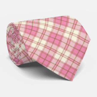 Scottish Pink Tartan Geometrical Pattern Necktie