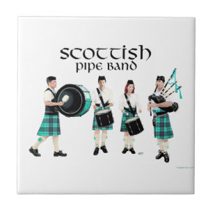 Scottish Pipe Band - Turquoise Kilts Tile