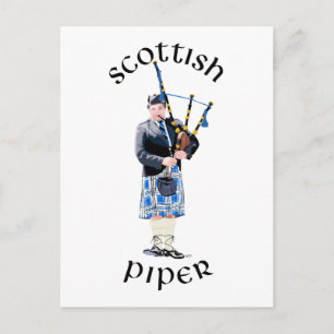 Scottish Piper - Blue Postcard