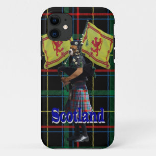 Scottish piper on tartan iPhone 11 case