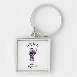 Scottish Piper - Purple Plaid Key Ring