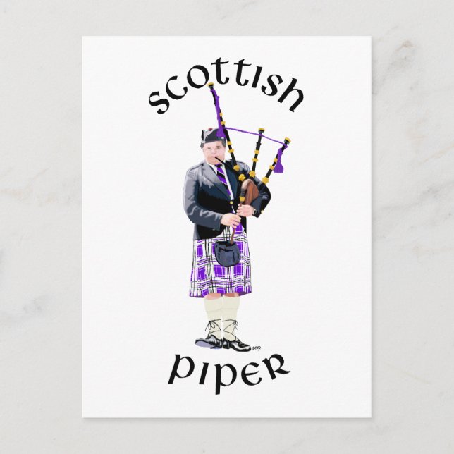 Scottish Piper - Purple Postcard (Front)