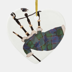 scottish plaid bagpipes ceramic tree decoration
