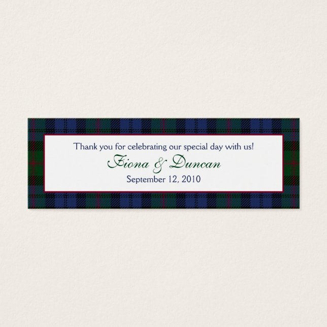 Scottish Plaid Baird Tartan Wedding Favour Tag (Front)