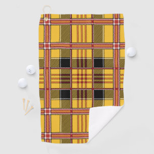Scottish Plaid Tartan Yellow Red Black Pattern Golf Towel
