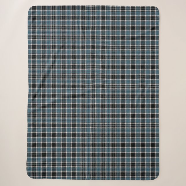 Scottish plaid teal pattern tartan sherpa blanket (Front)