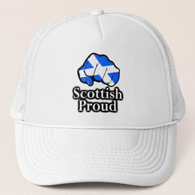 Scottish Proud Scotland Flag Fist Trucker Hat (Front)