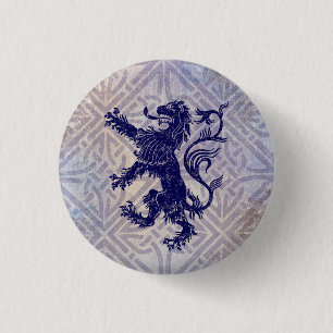 Scottish Rampant Lion Navy Blue Celtic Knot 3 Cm Round Badge